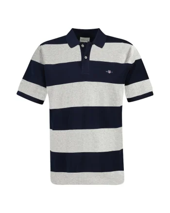 Tricou polo din bumbac cu model in dungi, Gri