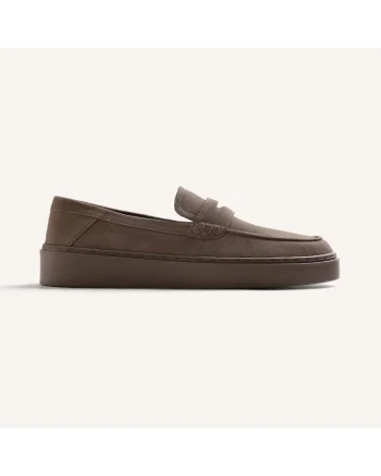 Pantofi loafer din piele intoarsa Imus, Maro taupe