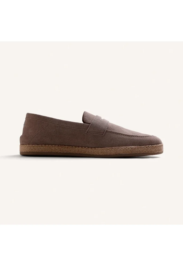 Pantofi loafer din piele intoarsa Juja, Maro taupe
