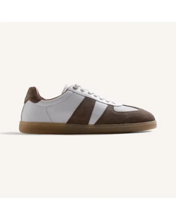 Pantofi sport Owerri low-cut din piele intoarsa, Alb/Bej inchis