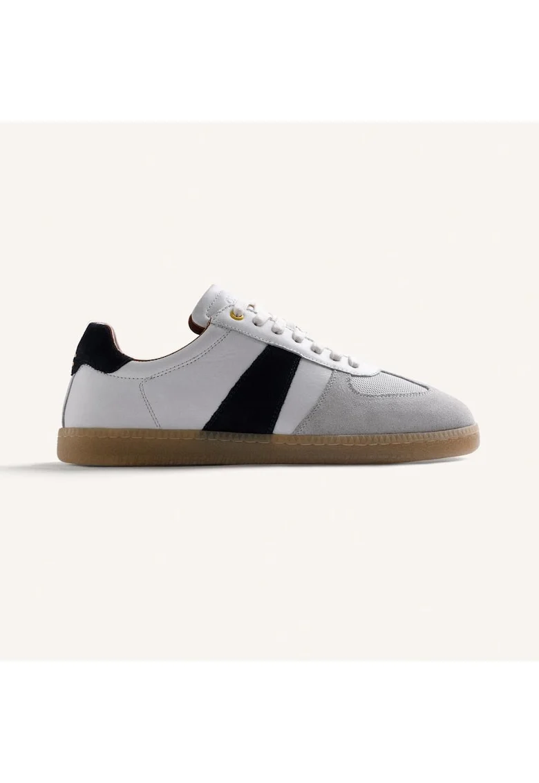 Pantofi sport Owerri low-cut din piele intoarsa, Alb/Gri deschis