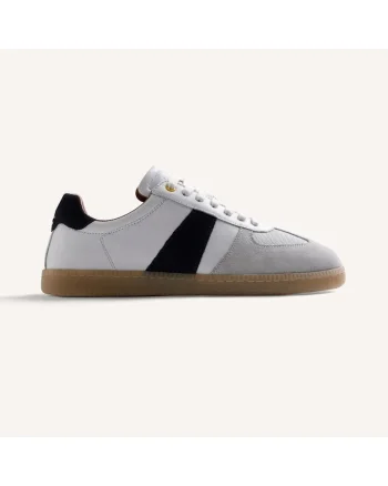 Pantofi sport Owerri low-cut din piele intoarsa, Alb/Gri deschis