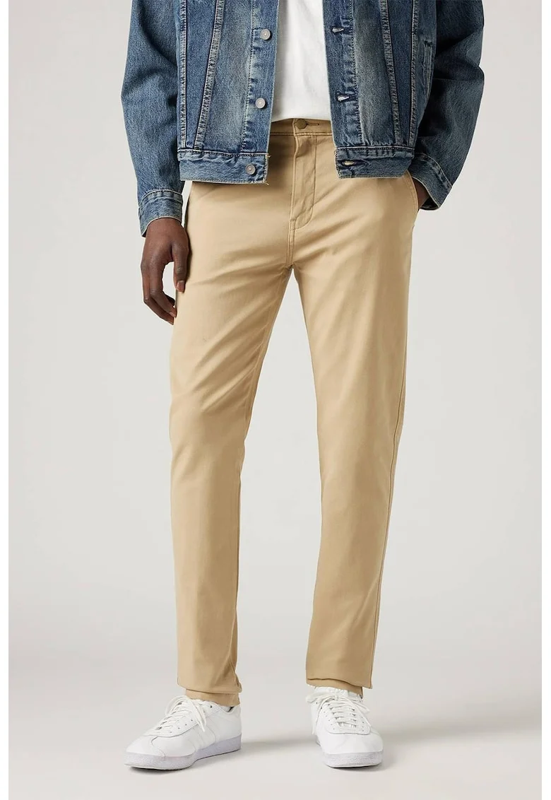 Pantaloni chino slim fit cu croiala conica, Bej