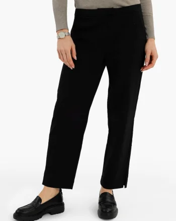 Pantaloni drepti dama, Regular Fit, picior cu musca scurta,  R-Sami, negru, Negru