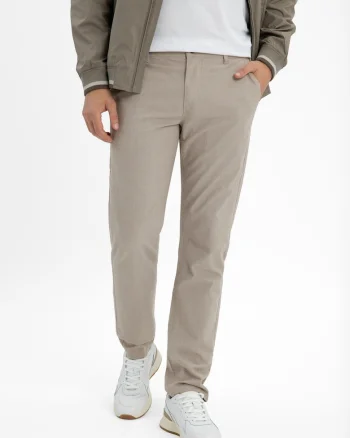 Pantaloni chino din bumbac barbati, cu model fin, Regular Fit,  R-Monter, bej, Bej