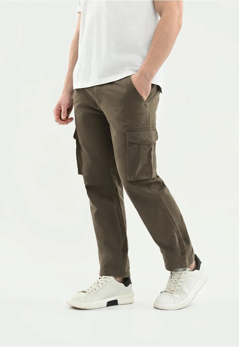 Pantaloni cargo din bumbac, sapte buzunare, Comfort Fit,  R-Hampter, verde masliniu, Verde masliniu
