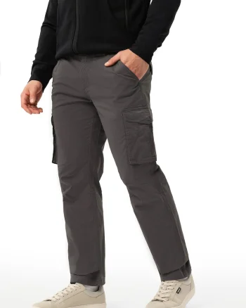 Pantaloni cargo din bumbac, sapte buzunare, regular fit, picior drept,  R-Gun, grafit, Gri grafit
