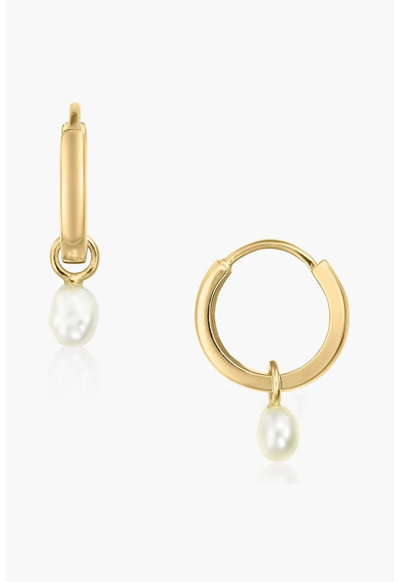 Cercei placati cu aur de 14K decorati cu perle naturale, Auriu