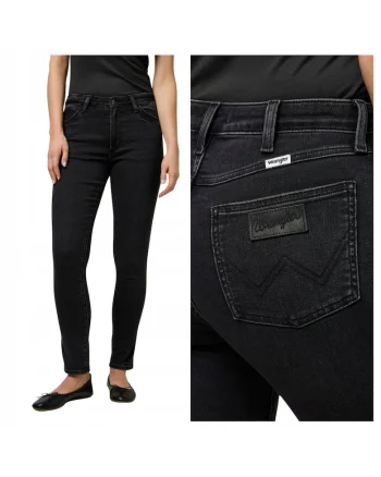 Blugi Dama,  Sienna, Slim Fit, Talie Medie, Lungi, Cu Fermoar, 5 Buzunare, Bumbac, Negru, Negru