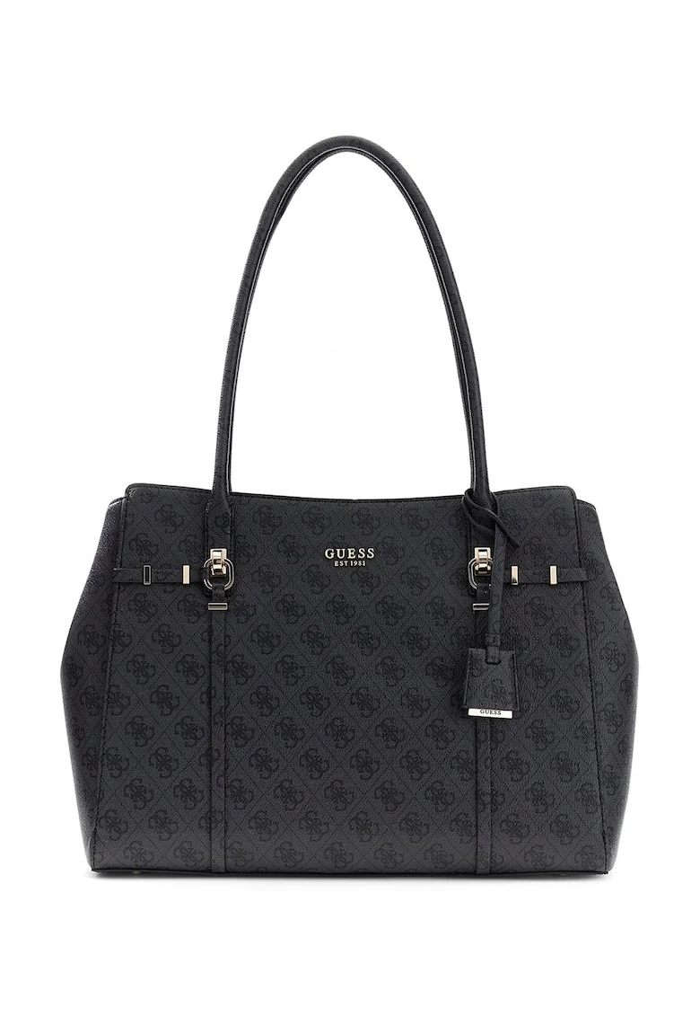 Geanta shopper cu model monograma Leona, Gri antracit