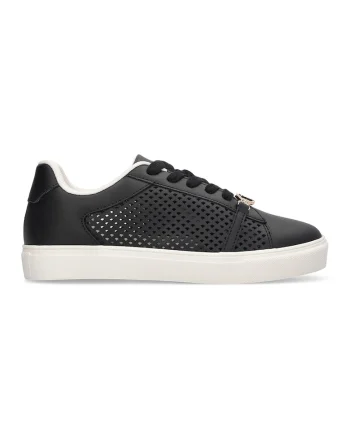 Pantofi sport din piele cu detalii cu perforatii, Negru