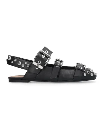 Pantofi din piele cu detalii metalice, Negru