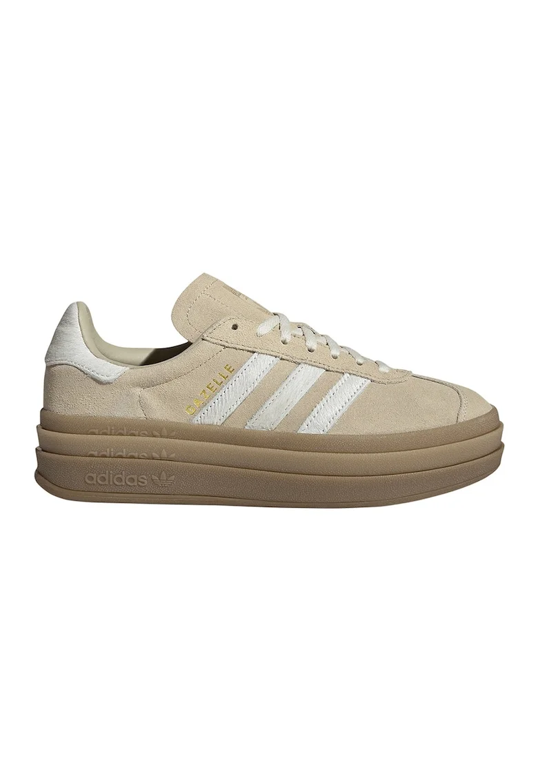 Pantofi sport Gazelle Bold din piele intoarsa cu talpa flatform, Alb/Bej deschis
