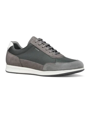 Pantofi sport cu varf rotund si garnituri de piele intoarsa, Gri inchis