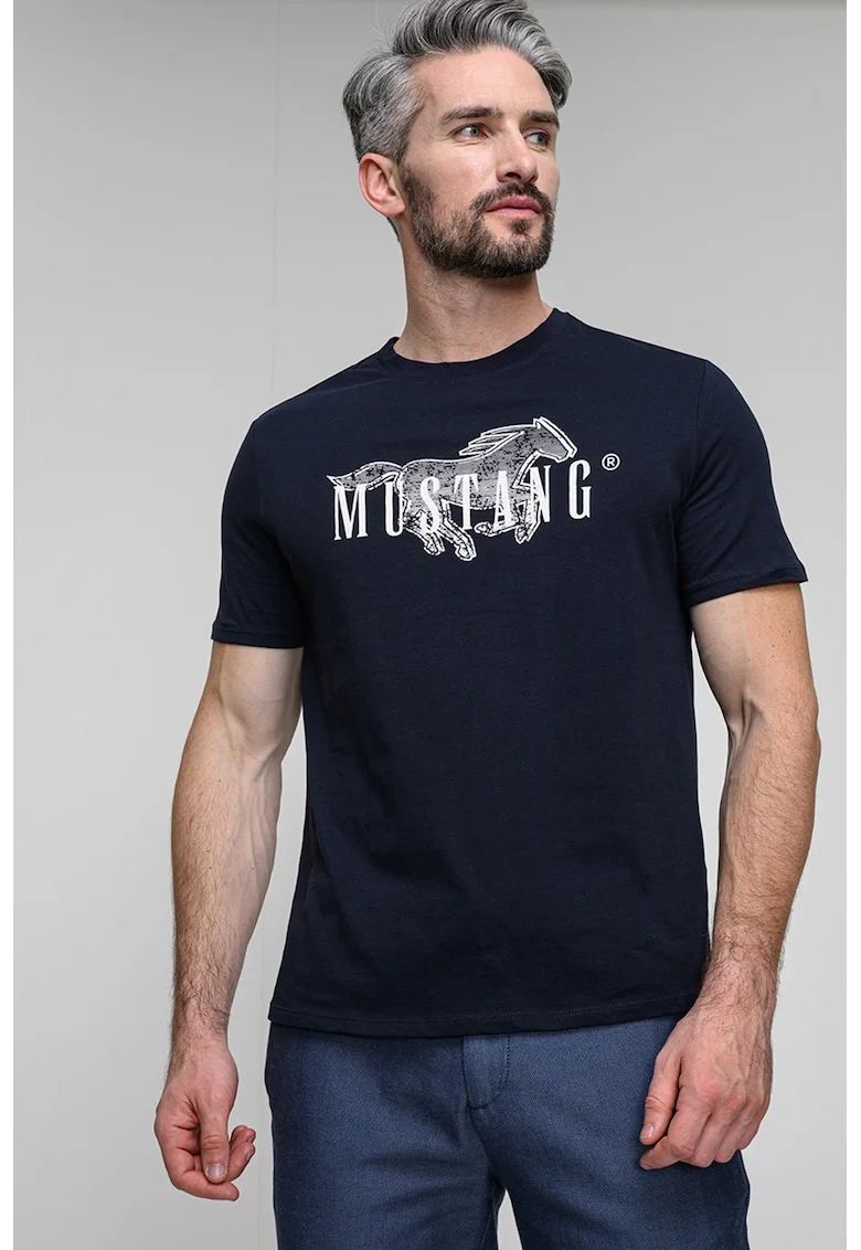Tricou regular fit cu imprimeu logo pe piept Austin, Albastru ultramarin