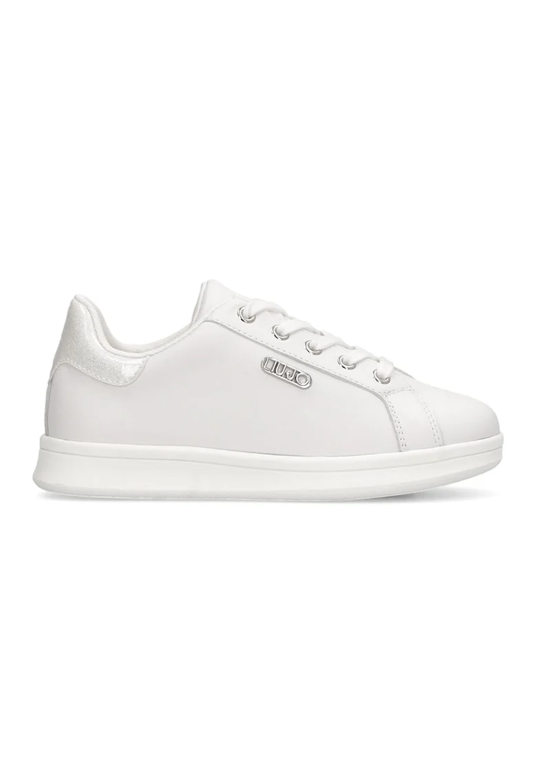 Pantofi sport wedge de piele cu velcro, Alb murdar