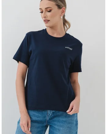 Tricou lejer cu decolteu la baza gatului, Bleumarin