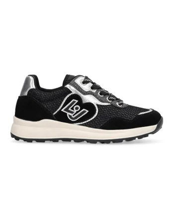 Pantofi sport low-cut cu plasa stralucitoare, Negru/Crem/Argintiu