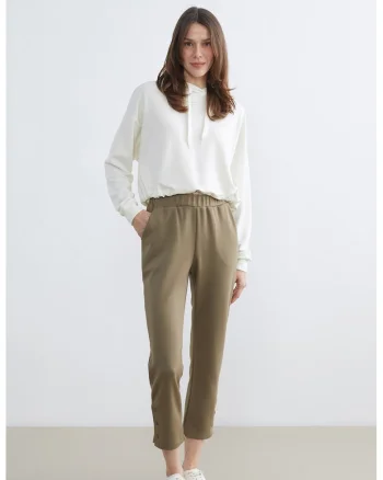 Pantaloni cu talie elastica, Kaki