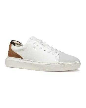 Pantofi sport de piele cu garnituri de piele intoarsa, Alb/Maro