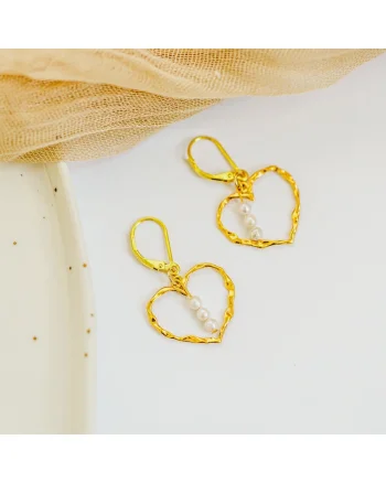 Cercei  argint 925 placat cu aur 24k, scoica, auriu