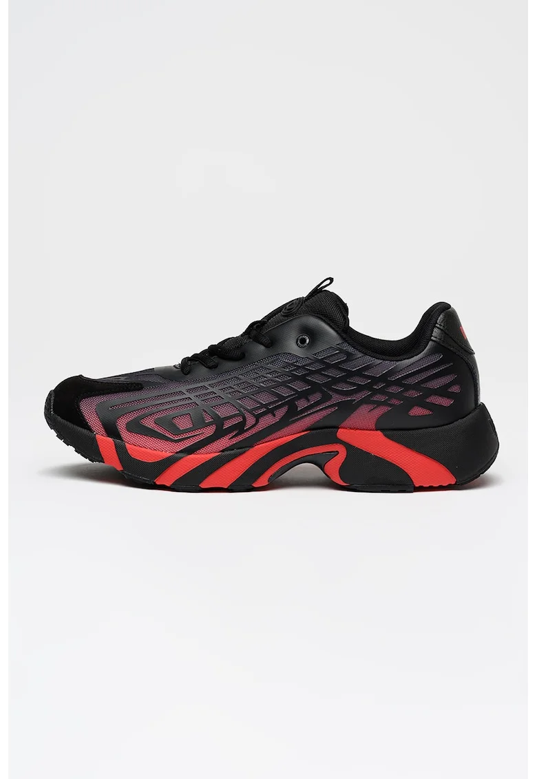 Pantofi sport S-D-Vit's 500 din piele si material textil cu talpa demi-wedge, Rosu/Negru