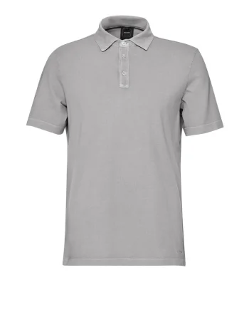 Tricou cu guler polo si fenta cu nasturi, Gri