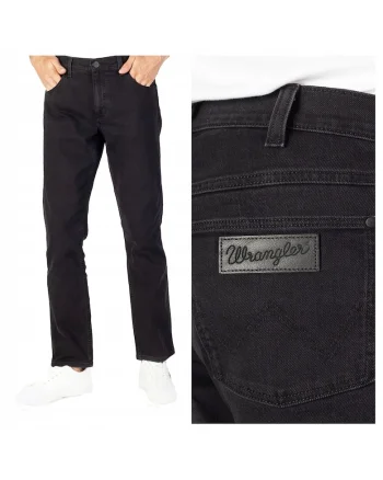 Blugi Barbati,  Greensboro, Straight Fit, Talie Medie, Fermoar, Lungi, 5 Buzunare, Bumbac, Negru, Negru