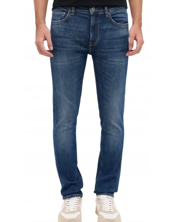Blugi Barbati,  Frisco Skinny, Slim Fit, Talie Medie, Fermoar, Lungi, 5 Buzunare, Bumbac, Albastru, Albastru