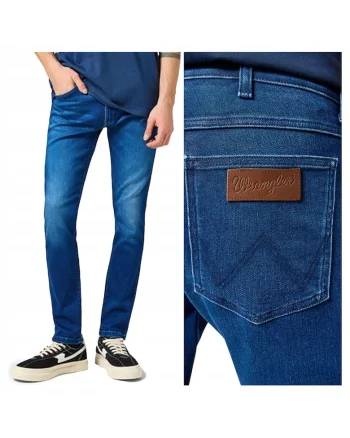 Blugi Barbati,  Bryson, Slim Fit, Talie Medie, Fermoar, Lungi, 5 Buzunare, Bumbac, Albastru, Albastru