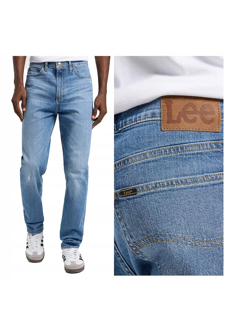 Blugi Barbati,  Austin, Straight Fit, Talie Medie, Fermoar, Lungi, 5 Buzunare, Bumbac, Albastru, Albastru