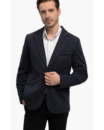 Sacou barbati cu buzunare cu clapa  JB-Anton, Regular Fit, Grafit, Bleumarin melange/Bleumarin