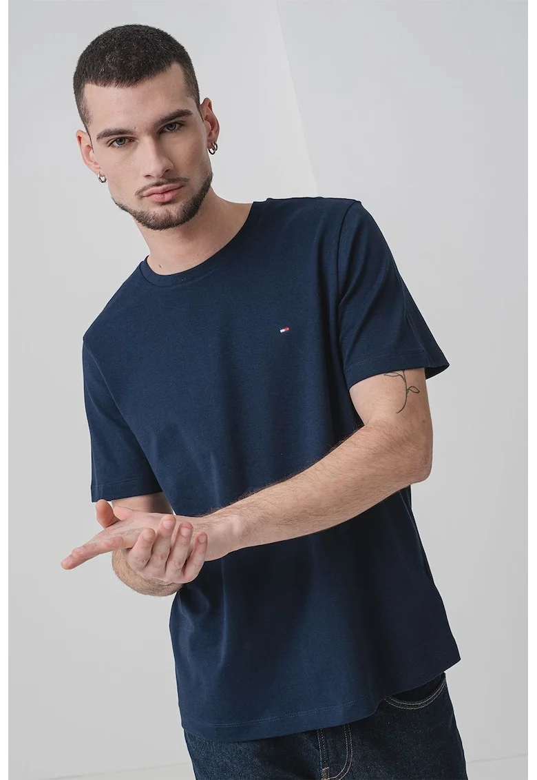Tricou de bumbac organic cu logo discret, Albastru ultramarin