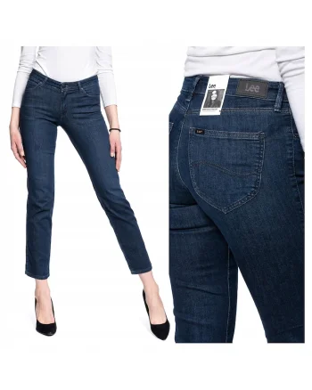 Blugi Dama,  Marion Straight, Straight Fit, Talie Medie, 5 Buzunare, Fermoar, Lungi, Bumbac, W28-L33 US, Albastru