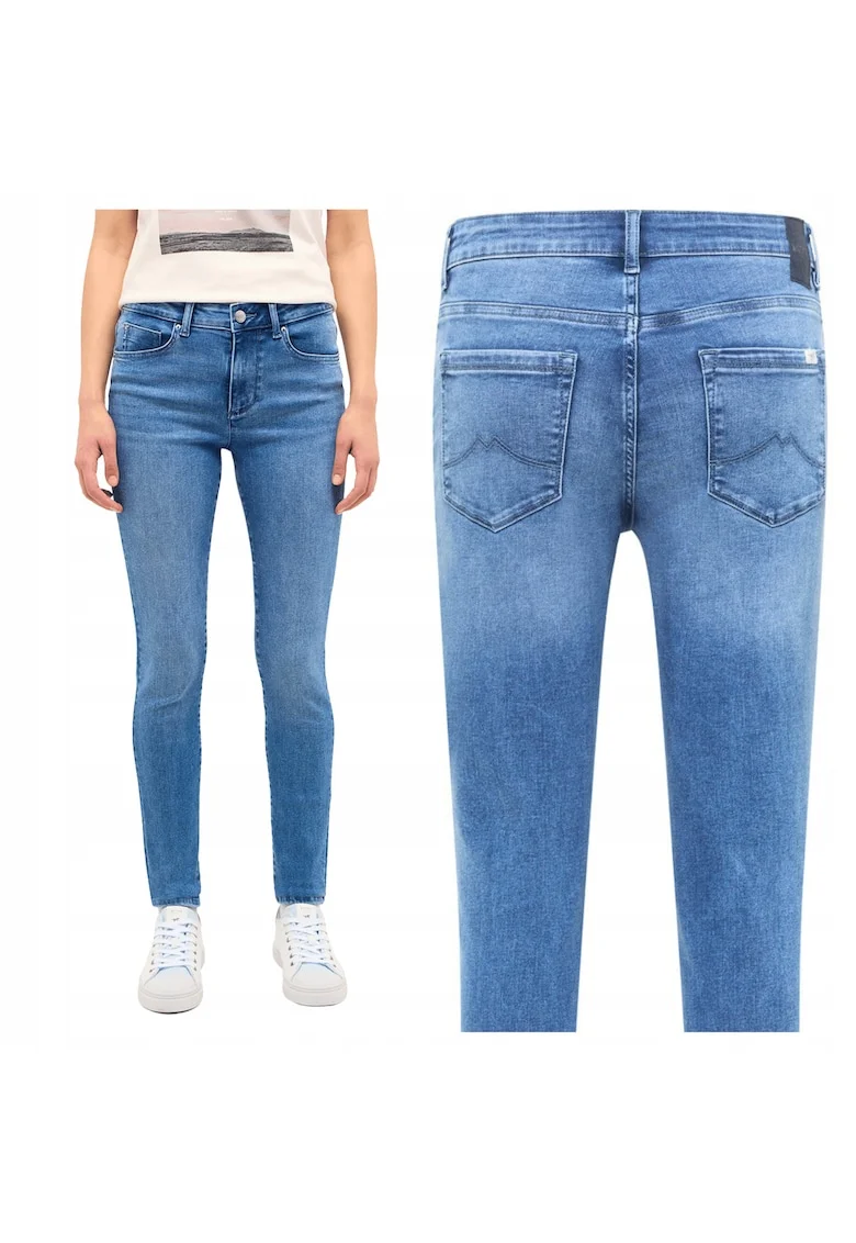 Blugi Dama,  Shelby Skinny, Slim Fit, Talie Medie, 5 Buzunare, Fermoar, Lungi, Bumbac, Albastru, Albastru