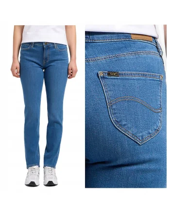 Blugi Dama,  Marion Straight, Straight Fit, Talie Inalta, 5 Buzunare, Fermoar, Lungi, Bumbac, W28-L33 US, Albastru