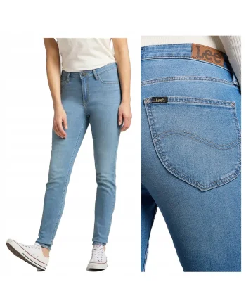 Blugi Dama,  Elly, Slim Fit, Talie Medie, 5 Buzunare, Fermoar, Lungi, Bumbac, Albastru, Albastru