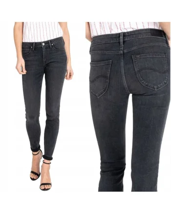 Blugi Dama,  Scarlett, Skinny Fit, Talie Medie, 5 Buzunare, Fermoar, Lungi, Bumbac, W26-L33 US, Gri