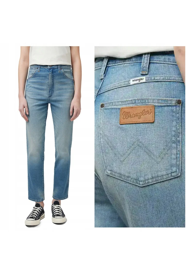 Blugi Dama,  Walker, Slim Fit, Talie Medie, 5 Buzunare, Fermoar, Lungi, Bumbac, W28-L30 US, Albastru