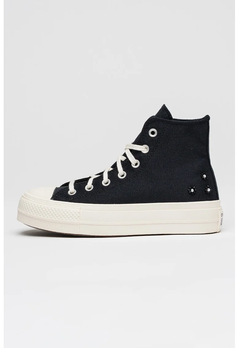 Tenisi mid-high Chuck Taylor All Star Lift din material textil, Negru