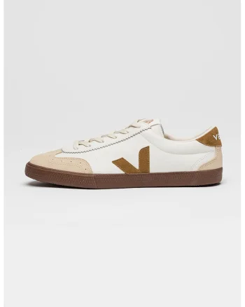Pantofi sport din piele cu detalii contrastante, Alb/Caramel/Grej
