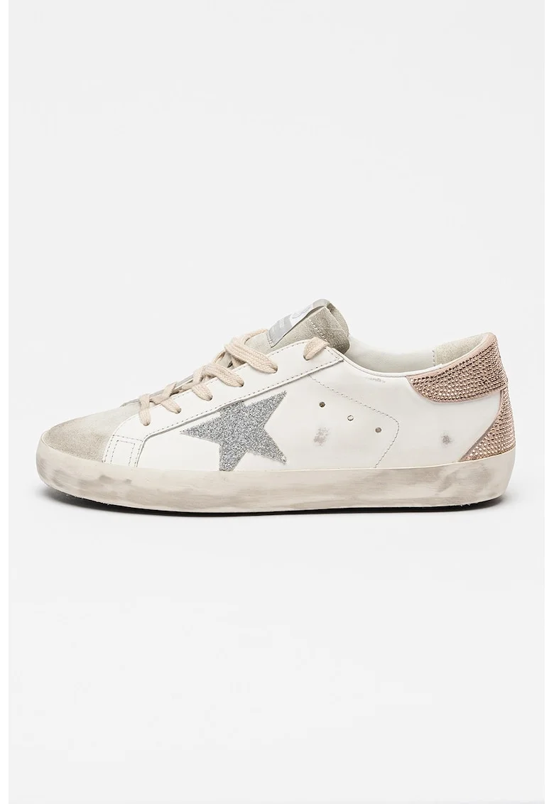 Pantofi sport Super-Star Classic cu logo stralucitor, Alb murdar/Roz prafuit