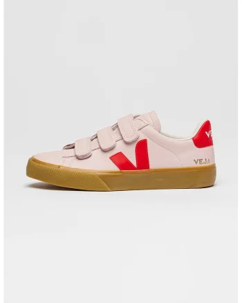 Pantofi sport din piele cu inchidere velcro, Roz aprins/Roz pastel