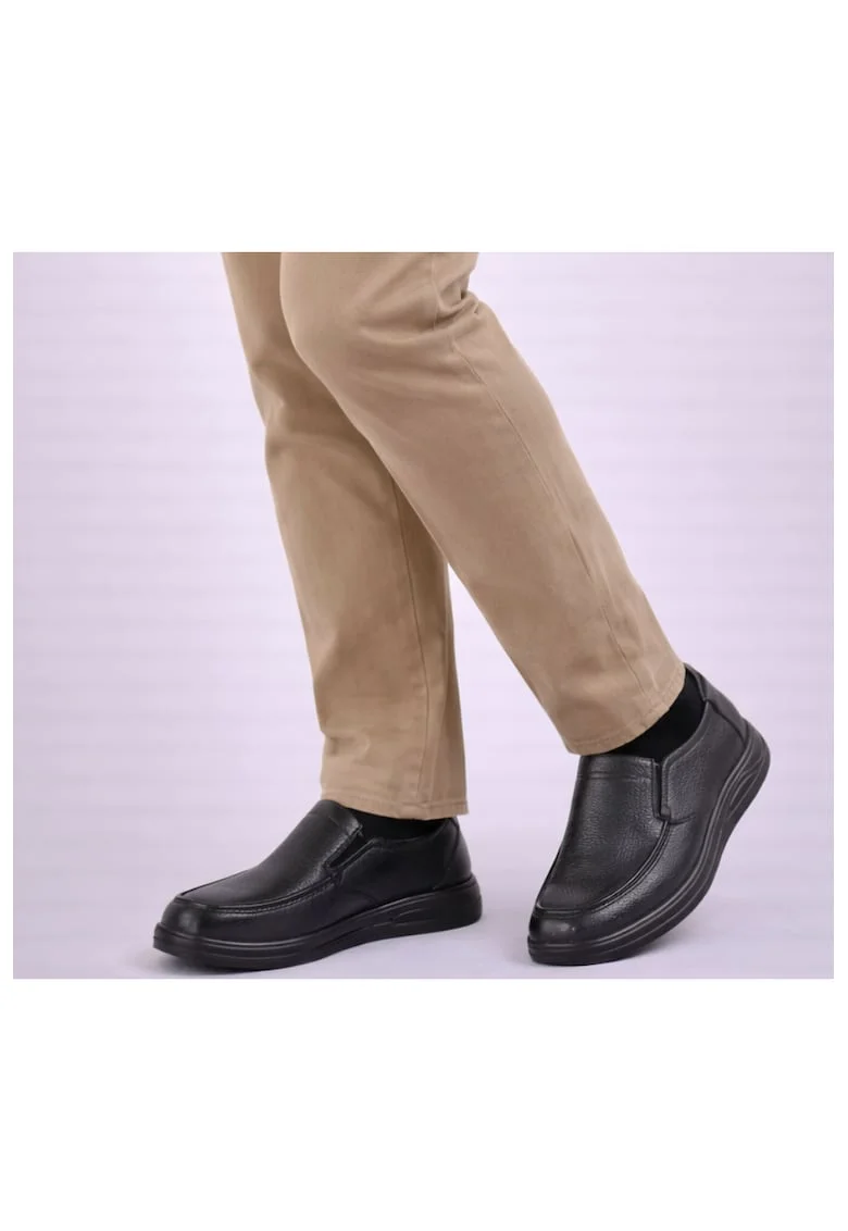 Pantofi casual, barbati,  A18002 negru, piele naturala, Negru