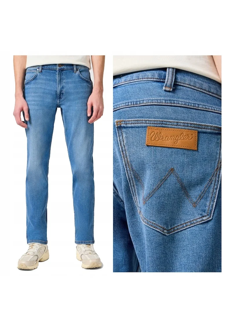 Blugi Barbati,  Greensboro, Straight Fit, Talie Medie, 5 Buzunare, Fermoar, Lungi, Bumbac, W40-L34 US, Albastru