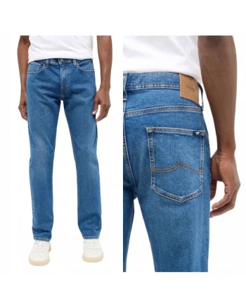 Blugi Barbati,  Orlando Slim, Slim Fit, Talie Medie, 5 Buzunare, Fermoar, Lungi, Bumbac, W32-L32 US, Albastru