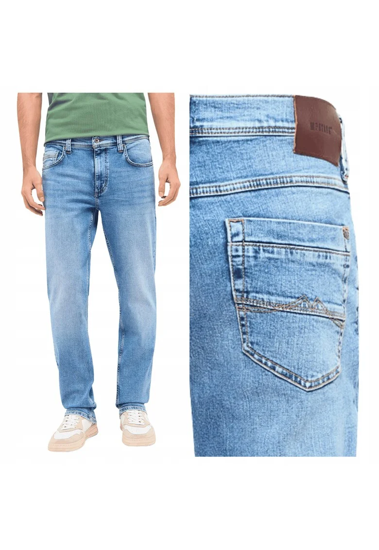 Blugi Barbati,  Washington Straight, Straight Fit, Talie Medie, 5 Buzunare, Fermoar, Lungi, Bumbac, W32-L32 US, Albastru