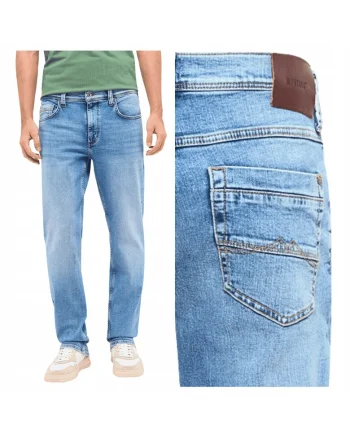 Blugi Barbati,  Washington Straight, Straight Fit, Talie Medie, 5 Buzunare, Fermoar, Lungi, Bumbac, W32-L32 US, Albastru