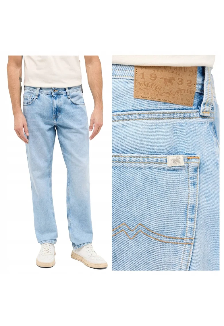 Blugi Barbati,  Denver Straight, Straight Fit, Talie Medie, 5 Buzunare, Fermoar, Lungi, Bumbac, Albastru, Albastru