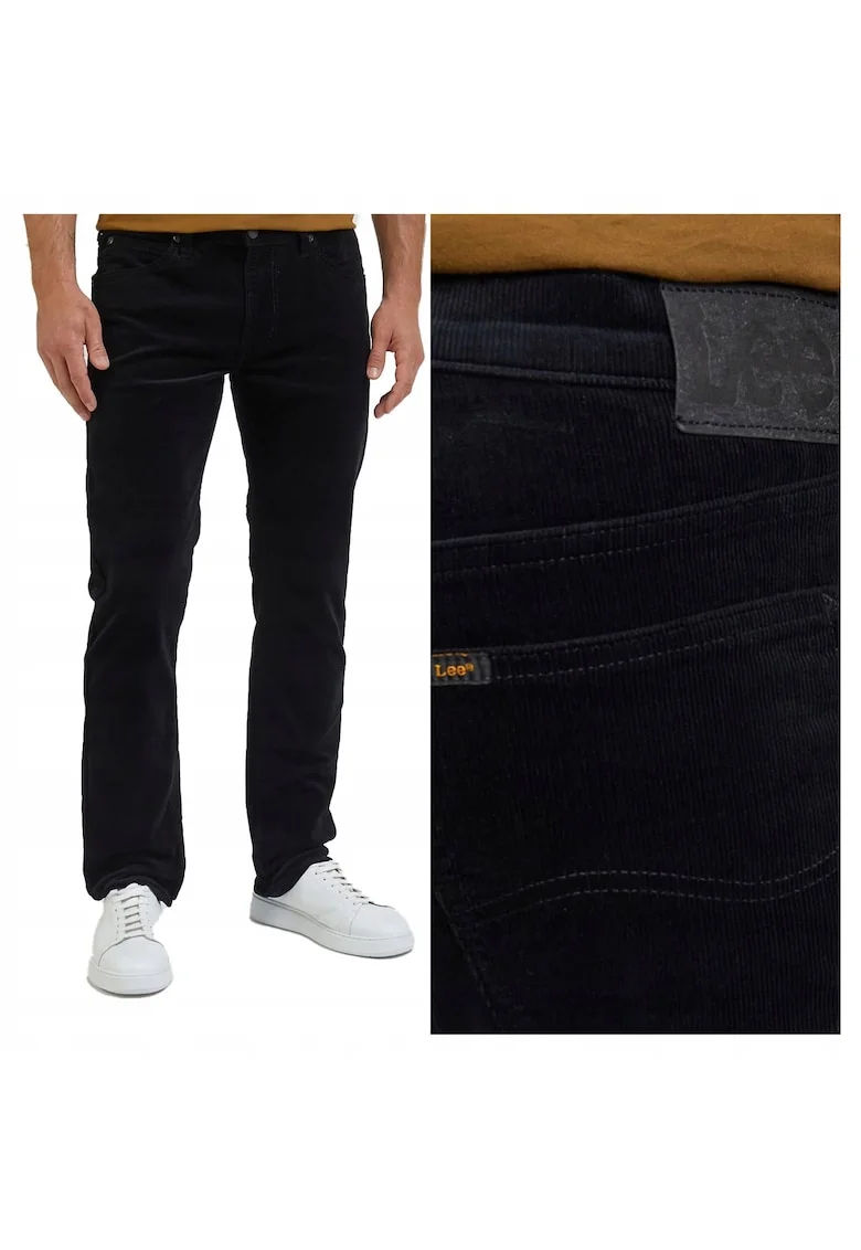 Blugi Barbati,  Daren Zip Fly, Straight Fit, Talie Medie, 5 Buzunare, Fermoar, Lungi, Bumbac, Negru, Negru